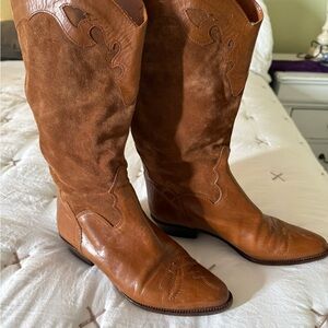 Joan & David tan Leather Cowboy Boots